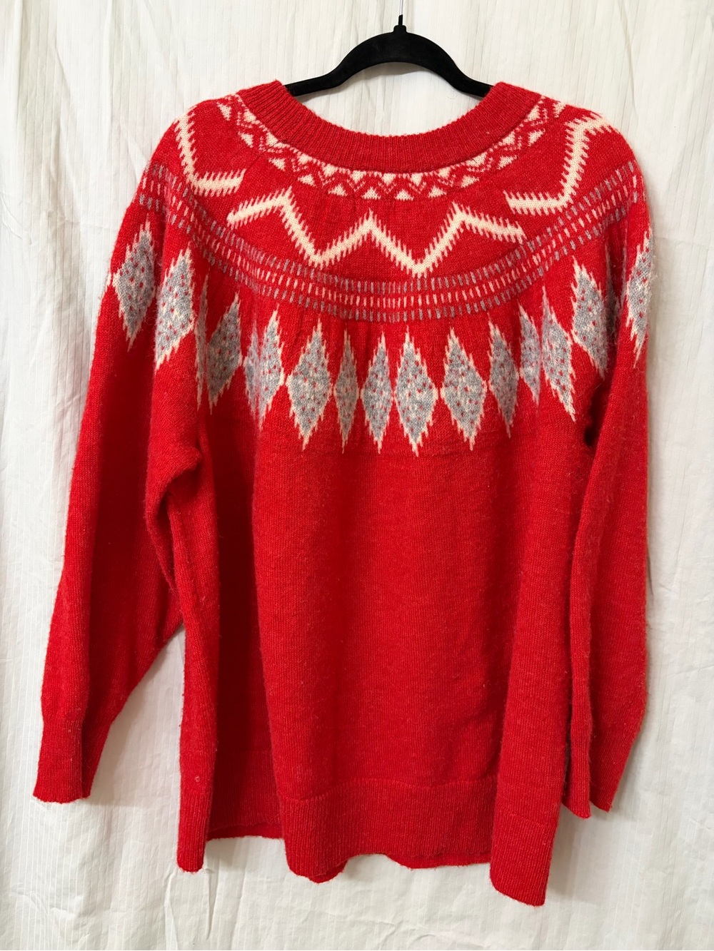 croft & barrow Red Fair Isle Crewneck Sweater with White Accents - Picture 4 of 4
